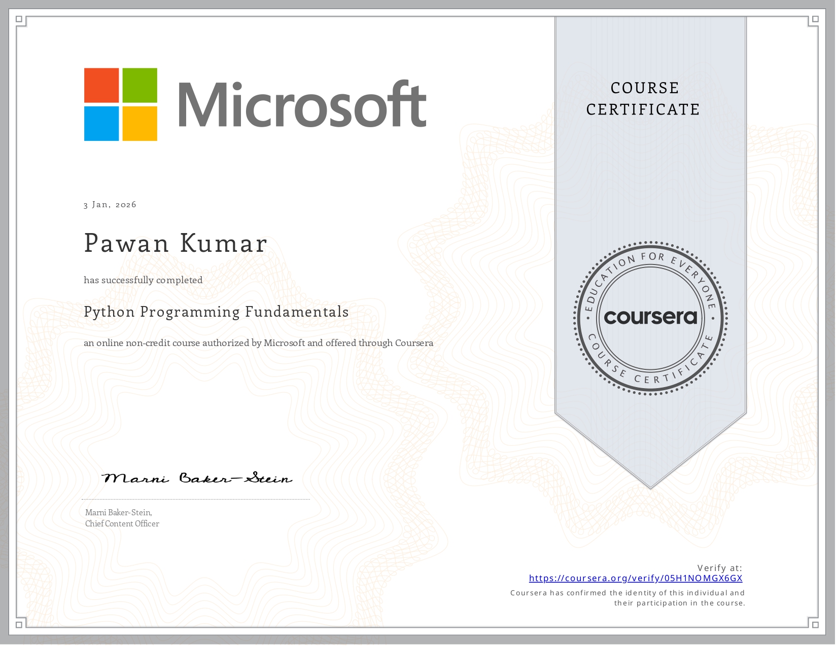 Microsoft Certificate